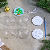 Ёлочное украшение под раскраску &laquo;Ёлочка&raquo; размер: 8 см; 2 шт., кисть