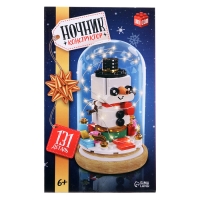 Конструктор блочный ночник &laquo;Снеговик&raquo;, 131 деталь, с гирляндой