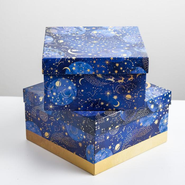 Набор подарочных коробок 5 в 1 &laquo;Космос&raquo;, 14 х 14 х 8 - 22 х 22 х 12 см, Новый год