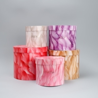 Набор шляпных коробок 5 в 1, упаковка подарочная, &laquo;Перья&raquo;, 13 х 14 ‒ 19.5 х 22 см