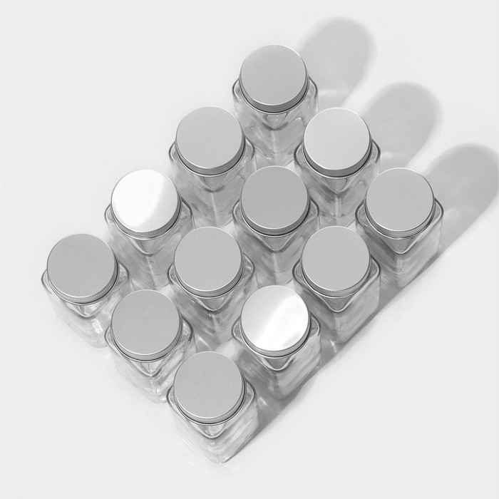 Набор стеклянных баночек для специй с металлической крышкой &laquo;Эко&raquo;, 120 мл, 4,5&times;10,5 см, 12 шт