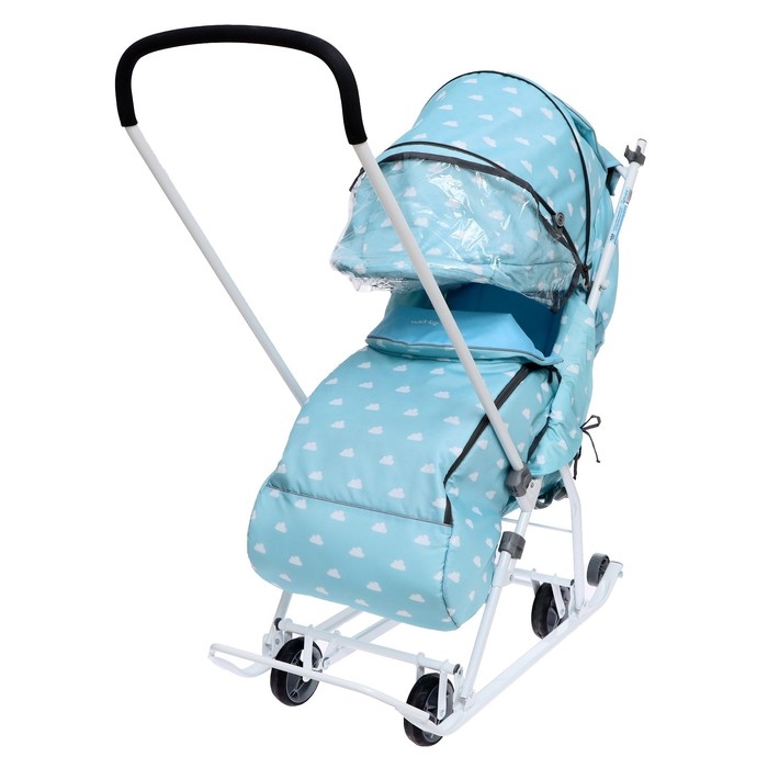 Санки-коляска &laquo;Наши детки 3-1К&raquo;, принт с облачками, цвет голубой