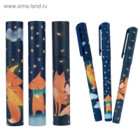 Ручка шариковая в тубе DreamWrite "Лисята", узел 0.7 мм, синие чернила, матовый корпус Silk Touch, МИКС