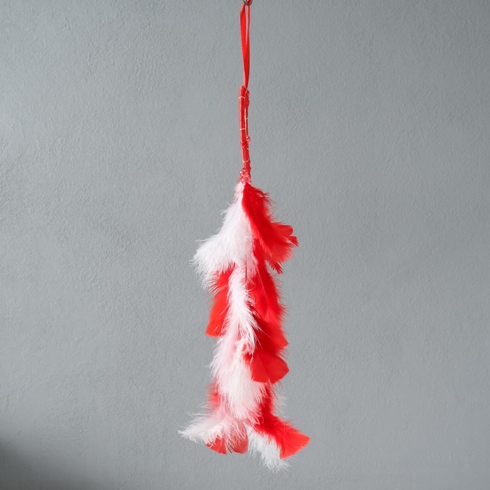 Ловец снов "Сердечко" 2 цвета перьев 12,5х11 см  39 см