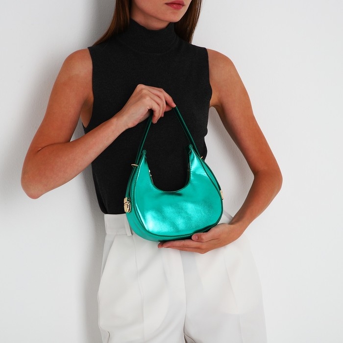 Сумка-багет на молнии, цвет зелёный