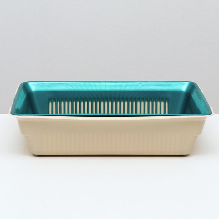 Туалет глубокий с сеткой 36 х 25 х 9 см, бирюзовый/бежевый