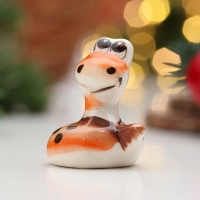 Новый год. Сувенир символ года "Змея Пупс", гжель, цвет, 3,5 см