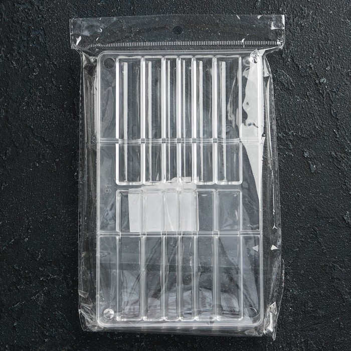 Форма для шоколада &laquo;Стикс&raquo;, 20&times;12&times;2,5 см, 12 ячеек 9&times;1,5/1/0,8 см, цвет прозрачный