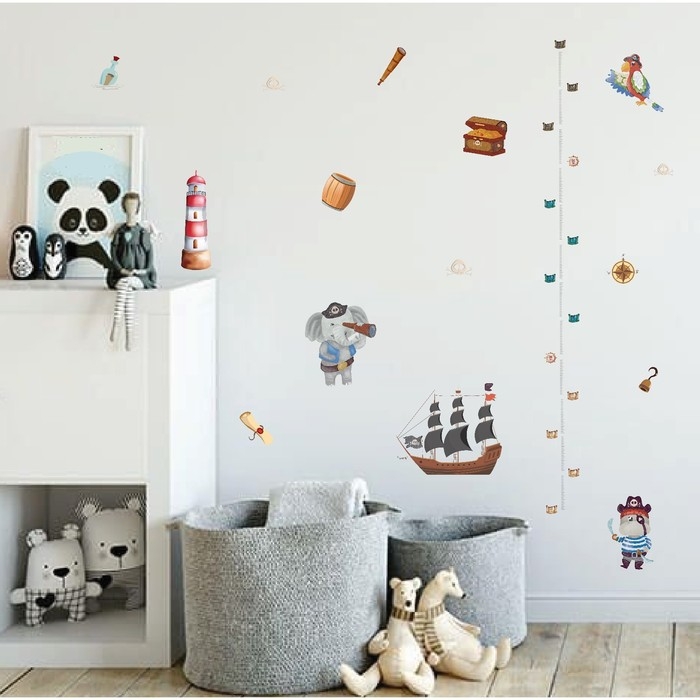 Наклейка интерьерная цветная ростомер Наклейка интерьерная цветная ростомер "Пиратский корабль" 50х70 см