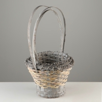 Набор корзин плетеных, D23х18/42 см, D27х19/44 см, D29х19/46 см, 3 шт, серые, бамбук Набор корзин плетеных, D23х18/42 см, D27х19/44 см, D29х19/46 см, 3 шт, серые, бамбук