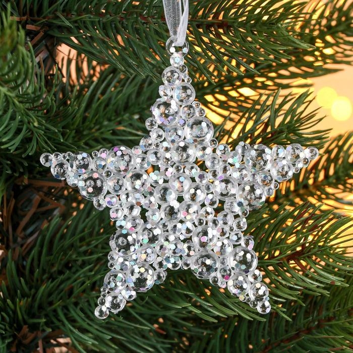 Украшение ёлочное Украшение ёлочное "Звезда - магия" (набор 2 шт) 9,5 см, прозрачный