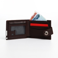 Портмоне мужское на магните, отдел для купюр, для карт, для монет, цвет коричневый