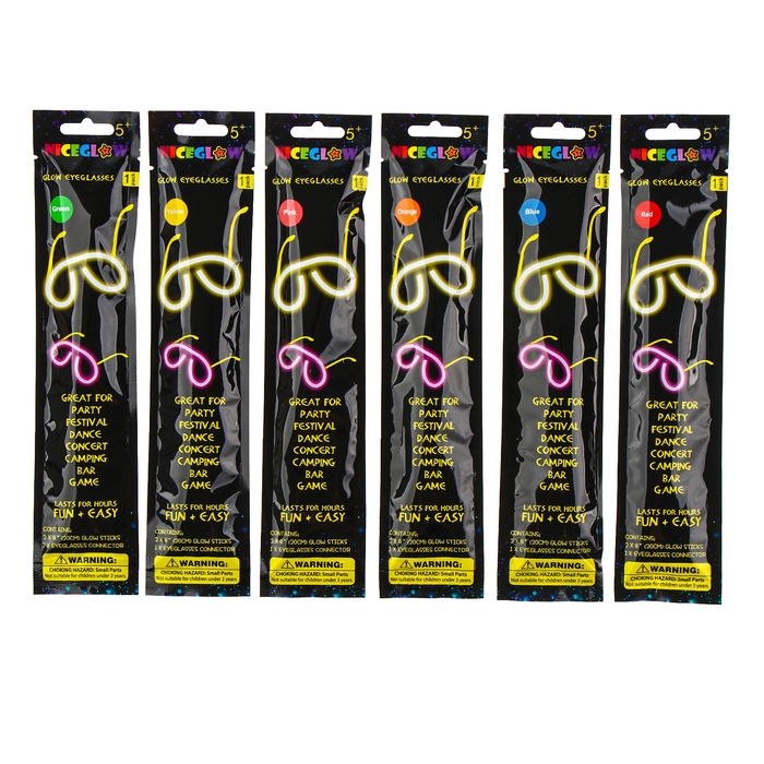 Неоновая палочка &laquo;Очки&raquo;, цвета МИКС