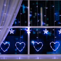 Гирлянда «Бахрома» 2.4 × 0.9 м с насадками «Сердце», IP20, прозрачная нить, 186 LED, свечение белое, 8 режимов, 220 В Гирлянда «Бахрома» 2.4 × 0.9 м с насадками «Сердце», IP20, прозрачная нить, 186 LED, свечение белое, 8 режимов, 220 В