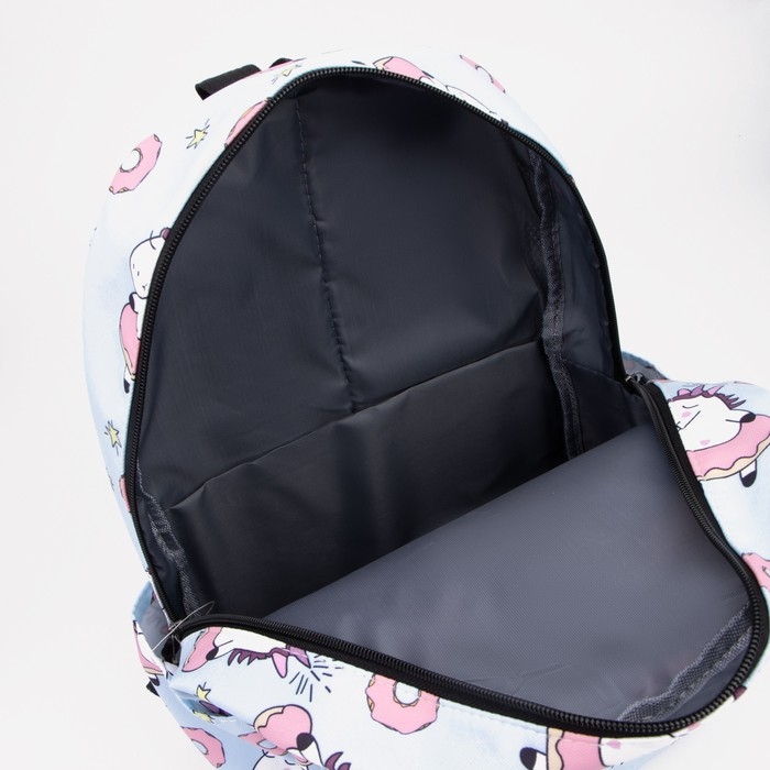 Рюкзак школьный из текстиля на молнии, наружный карман, пенал, цвет голубой Рюкзак школьный из текстиля на молнии, наружный карман, пенал, цвет голубой