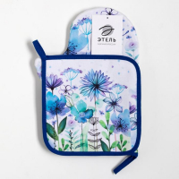 Набор кухонный &laquo;Blue flowers&raquo; варежка-прихватка 20х28см, прихватка 19х19см,100% хл