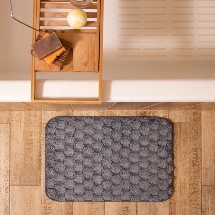 Коврик для ванной Этель «Ромбы», цв. светло-серый, 40х60 см Коврик для ванной Этель «Ромбы», цв. светло-серый, 40х60 см