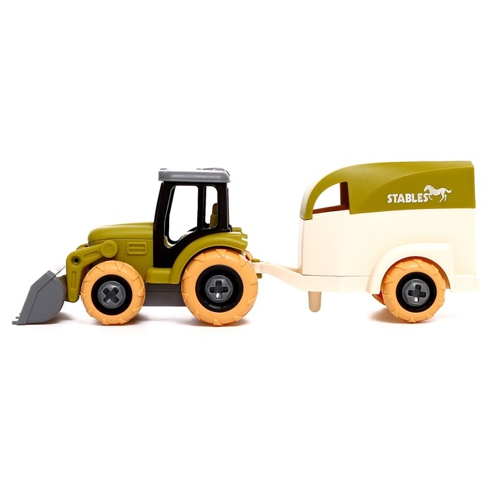 Конструктор винтовой &laquo;Трактор с коневозкой&raquo;, с отвёрткой, и аксессуарами