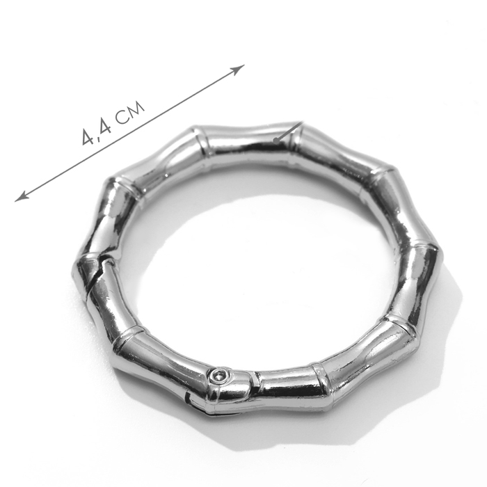 Кольцо-карабин &laquo;Бамбук&raquo;, d = 32/44 мм, толщина - 4 мм, 5 шт, цвет серебряный