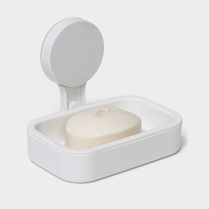 Мыльница на липучке Доляна, 12&times;14&times;10 см, цвет белый