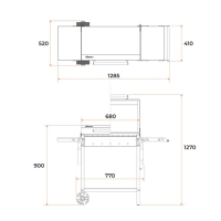 Мангал "MAH 203" 128,5 х 52 х 90,1 см, 2 мм, колеса, боковые полки, крышка