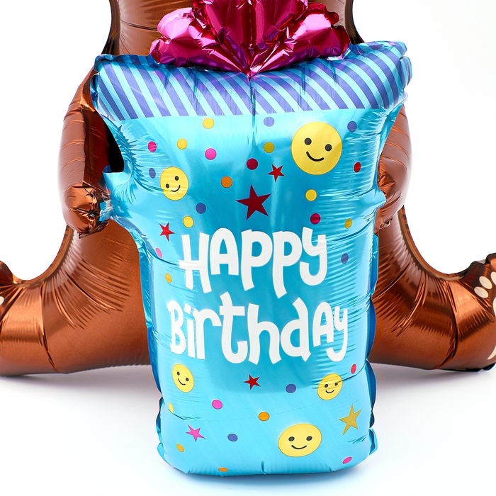 Шар фольгированный 38" &laquo;Мишка с подарком&raquo;, под воздух