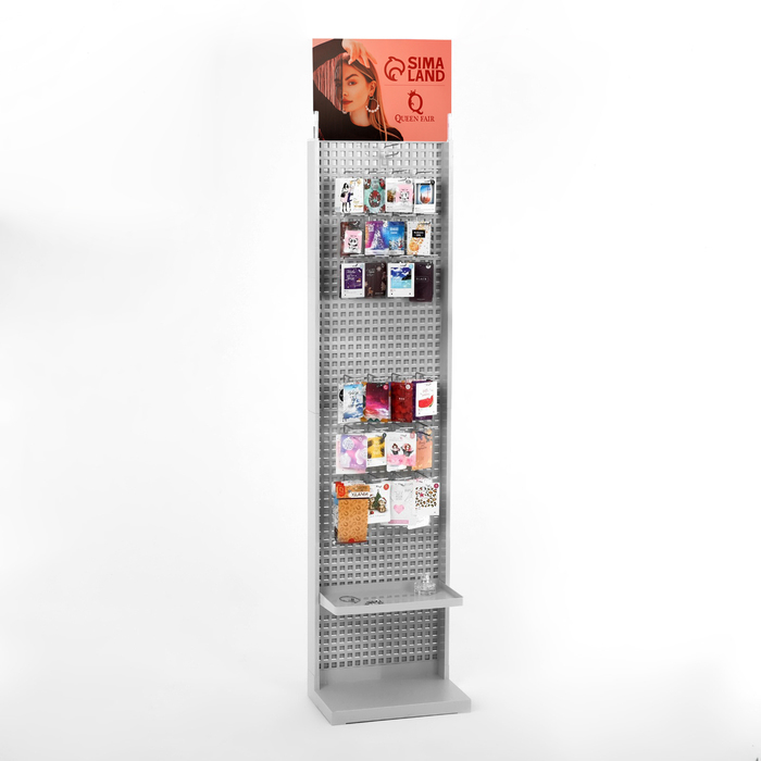 Стойка &laquo;Queen Fair&raquo; брендированная (+25 крючков), 43&times;32,5&times;198,5 см, шаг 25мм, цвет серый