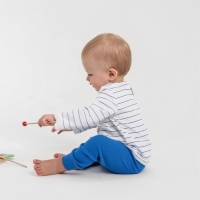 Лонгслив детский MINAKU: Basic Line BABY, цвет белый/синий, рост 80-86