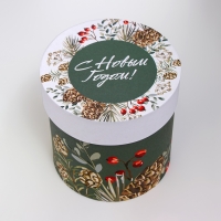 Набор шляпных коробок 5 в 1 &laquo;Счастливого Нового года&raquo;, 23 х 23 &mdash; 15 х 15 см