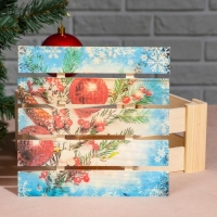 Подарочная коробка реечная "Ёлочная ветвь", 20х20х9 см, с крышкой, печать