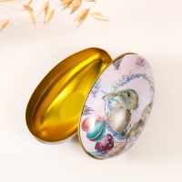 Шкатулка металл яйцо "Два пасхальных зайчика" 7х6,5х11 см Шкатулка металл яйцо "Два пасхальных зайчика" 7х6,5х11 см