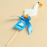 Леденец в форме гуся &laquo;Это гусь - я напьюсь&raquo;, вкус: груша, БЕЗ САХАРА, 25 г.