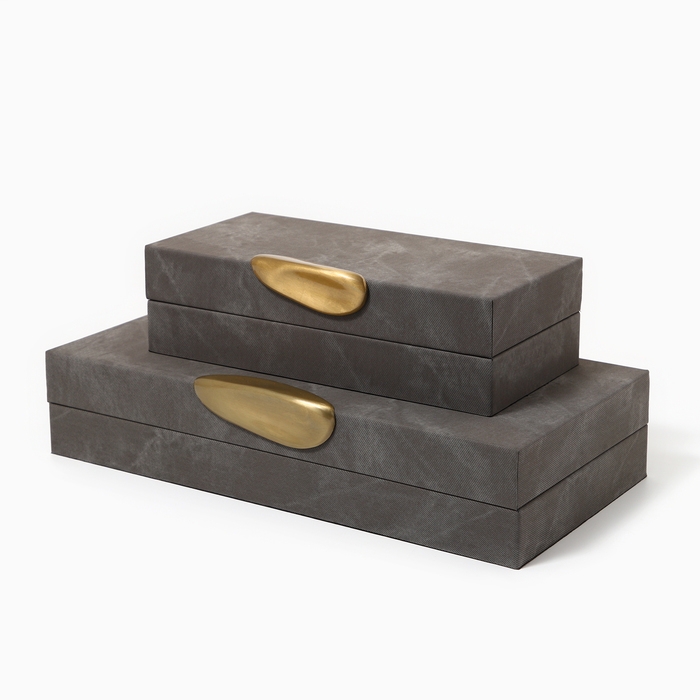 Шкатулка для украшений &laquo;Серый мрамор&raquo; экокожа, набор 2 шт.