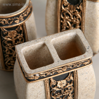 Набор аксессуаров для ванной комнаты &laquo;Индийский слон&raquo;, 4 предмета (дозатор, мыльница, 2 стакана), цвет бежевый