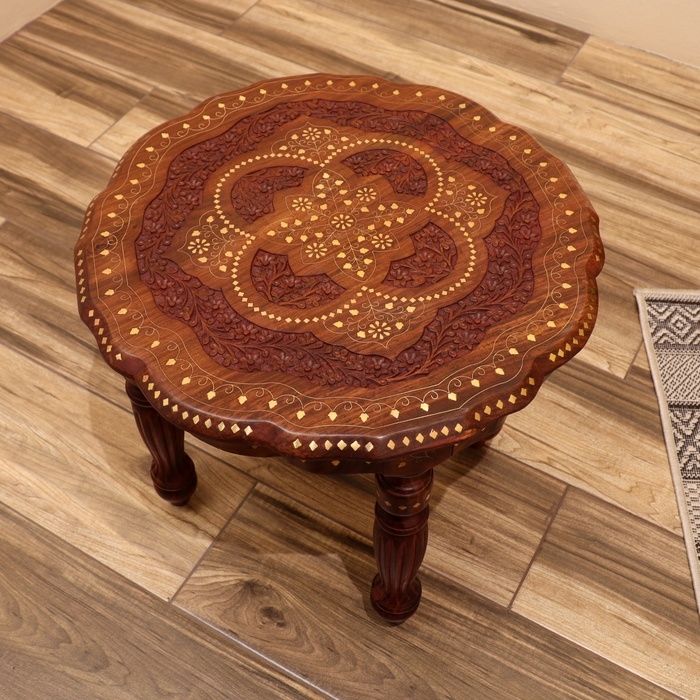 Стол резной "Круг" дерево 48х53х53см