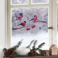 Наклейки новогодние на окна &laquo;Снегири&raquo;, 20 х 34 см, Новый год