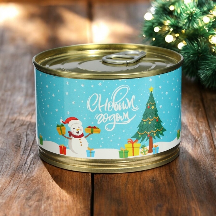 Новый год. Мармеладные бобы "Снеговик", в консервной банке, 100 г
