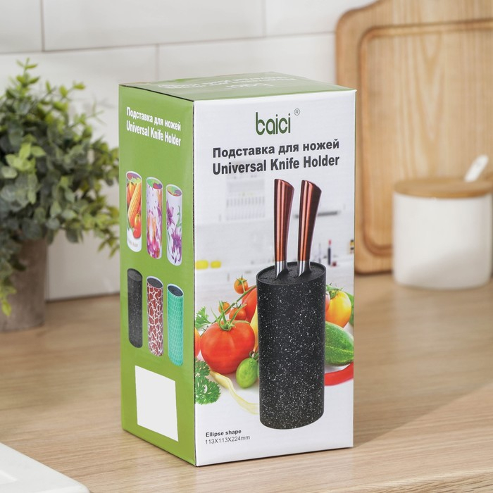 Подставка для ножей &laquo;Нео&raquo;, 22&times;11 см, с наполнителем, покрытие Soft-touch, цвет зелёный