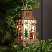 Ёлочная игрушка &laquo;Фонарь с Дедом Морозом&raquo;, от батареек, свечение тёплое белое