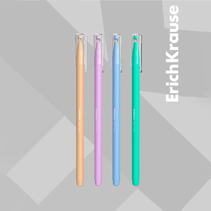 Ручка шариковая ErichKrause Slim Stick Ручка шариковая ErichKrause Slim Stick "Pastel Bloom", игольчатый узел 0.7 мм, синяя, тонкий дизайн Soft Touch, микс