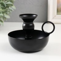 Подсвечник металл на 1 свечу с ручкой "Виток с чашей" d=2,6 см черный 10х10х8,5 см