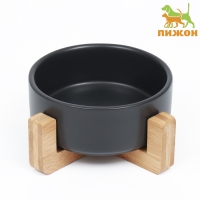 Миска керамическая на подставке 450 мл 13 х 5 см, чёрная Миска керамическая на подставке 450 мл 13 х 5 см, чёрная