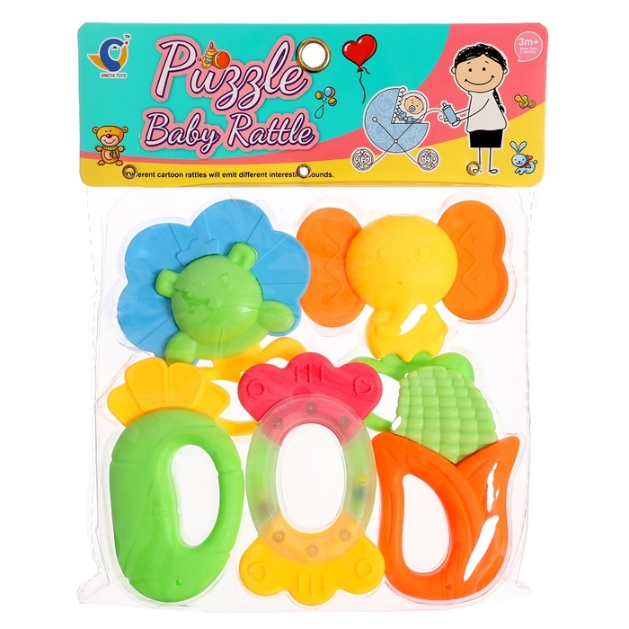 Набор погремушек с прорезывателями для зубов, 5 предметов Набор погремушек с прорезывателями для зубов, 5 предметов