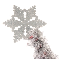 Карнавальный посох &laquo;Снежинка&raquo;, разборный, длина 160 см, серебристая мишура, цвет красный