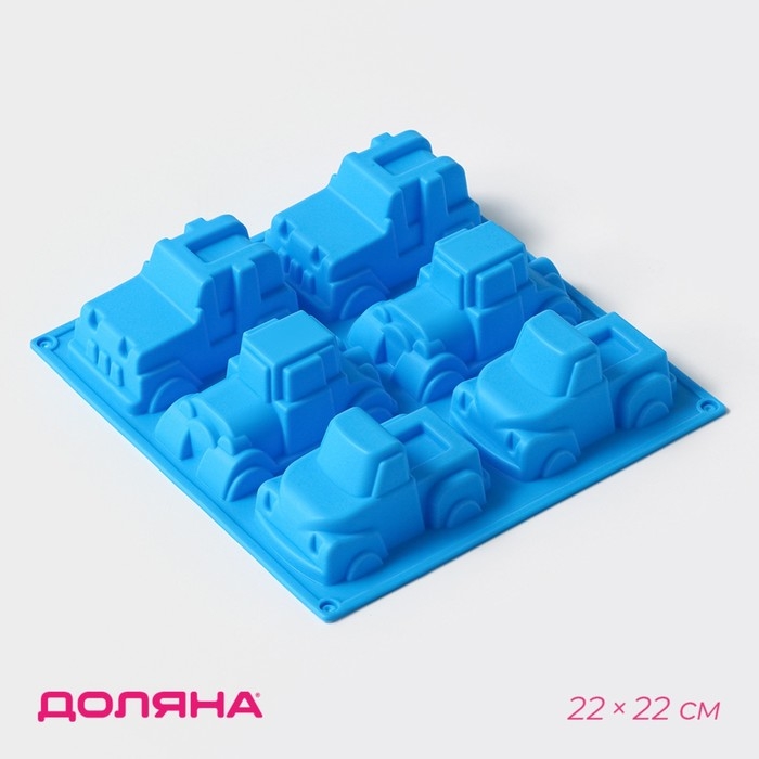 Форма для выпечки Доляна «Грузовик», силикон, 22×22 см, 6 ячеек (9,8×4,9 см), цвет МИКС Форма для выпечки Доляна «Грузовик», силикон, 22×22 см, 6 ячеек (9,8×4,9 см), цвет МИКС