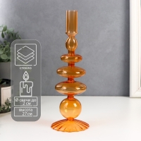 Подсвечник стекло на 1 свечу "Морбиан" прозрачный оранж 27х8,5х8,5 см