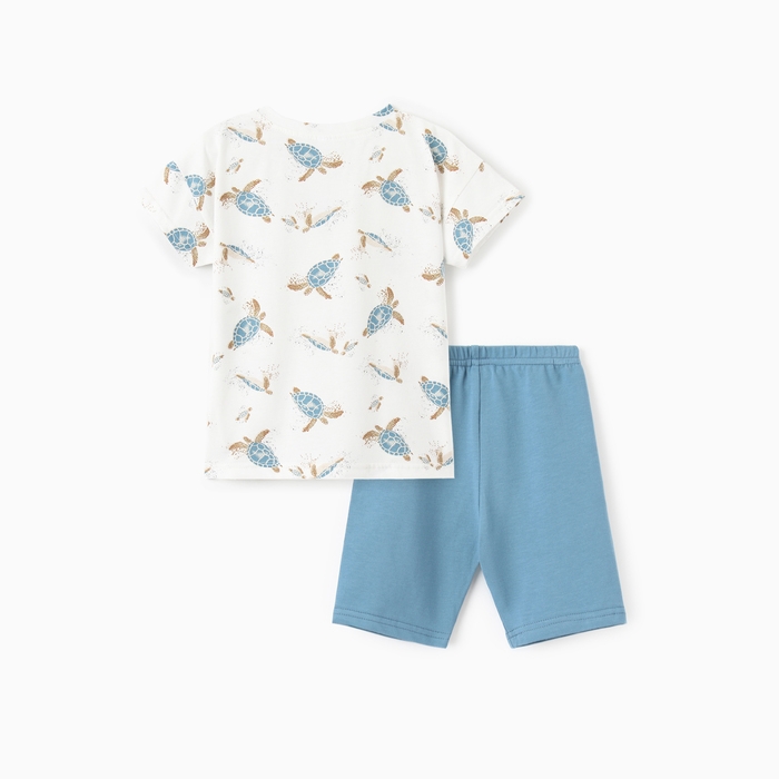 Комплект для девочки (футболка/шорты), цвет белый/синий, рост 116 см