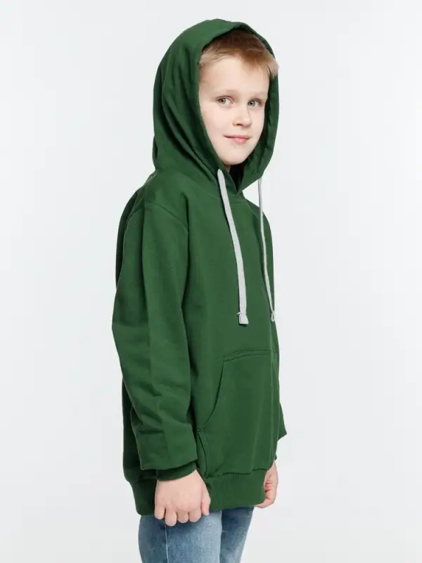 Толстовка с капюшоном детская Kirenga Kids, темно-зеленая, 10 лет