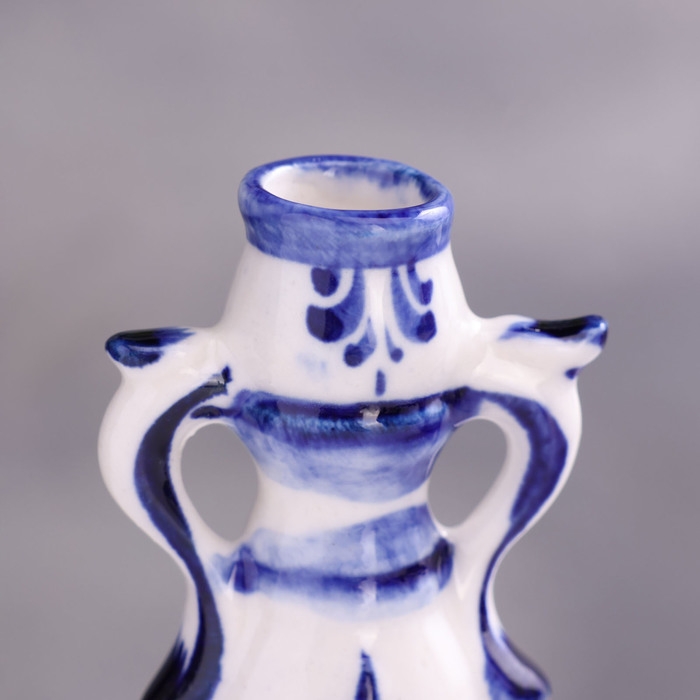 Подсвечник гжель &laquo;Надежда&raquo; бело-синий, керамика,