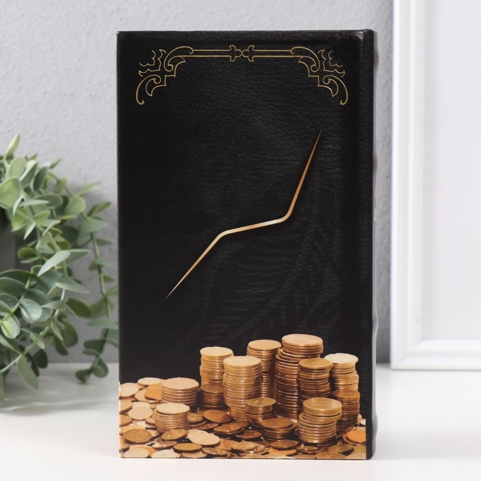 Сейф-книга дерево кожзам "Для прироста финансов" 3D тиснение 21х13х5 см